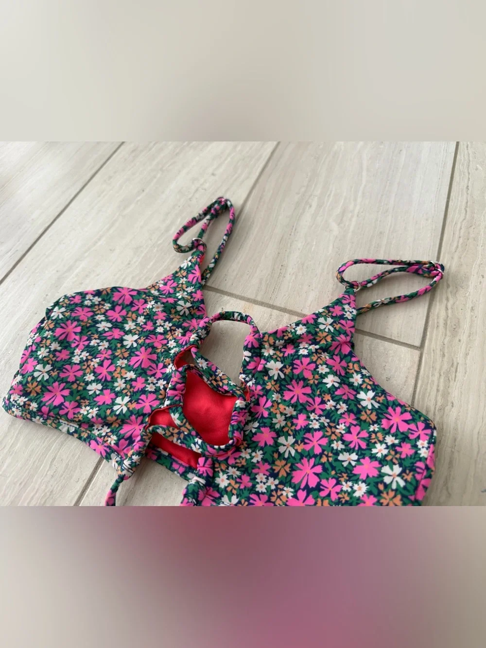 Maaji Kids One Piece Floral pink and Green Swimsuit, size 8